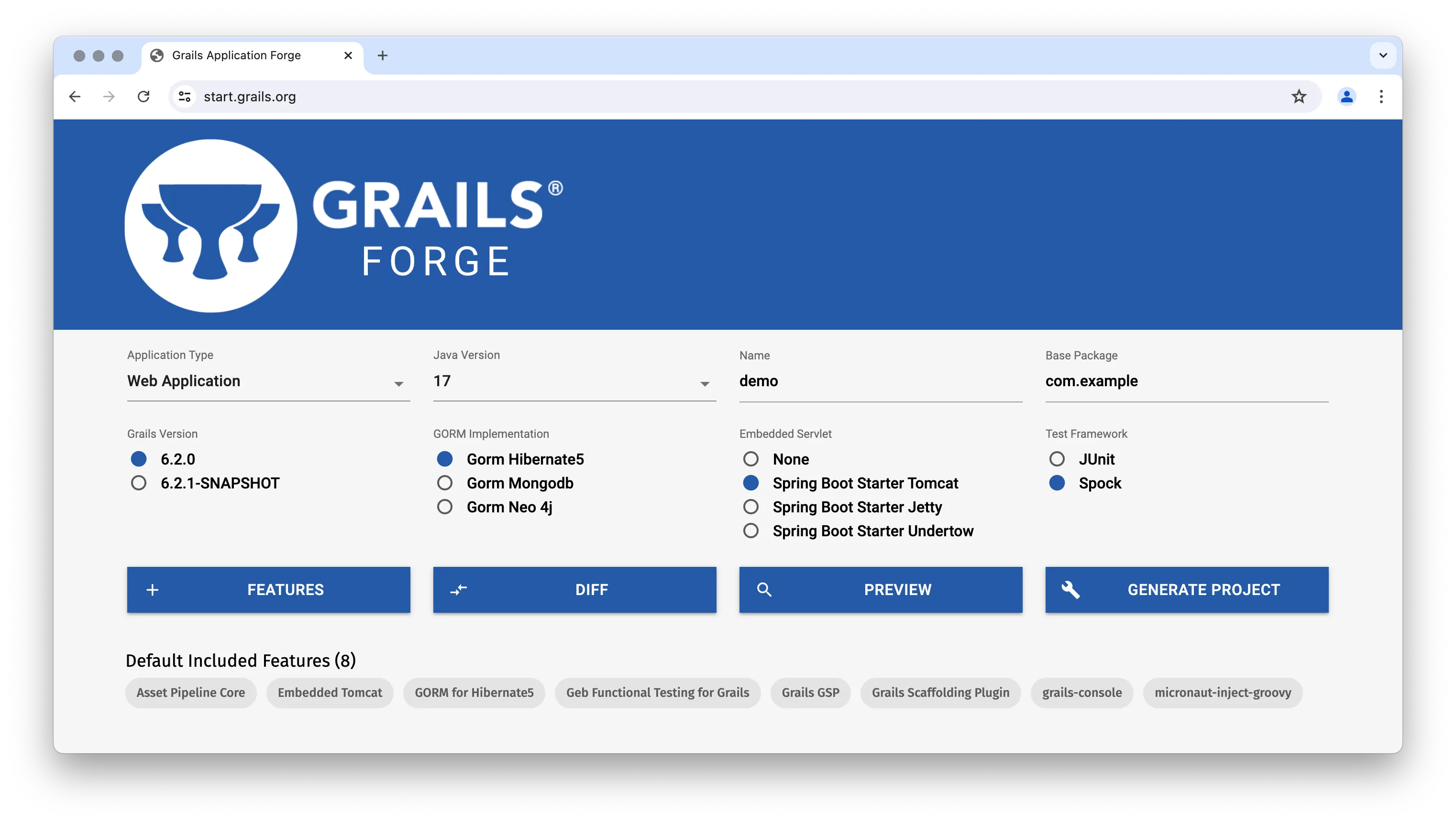 Grails Forge